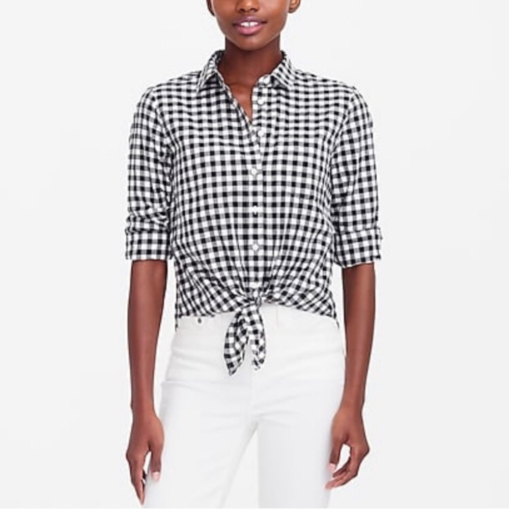 NWT J.Crew Gingham Tie-Waist Shirt